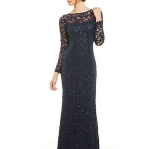 Navy Sequin Lace Dress